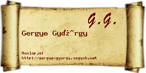 Gergye György névjegykártya